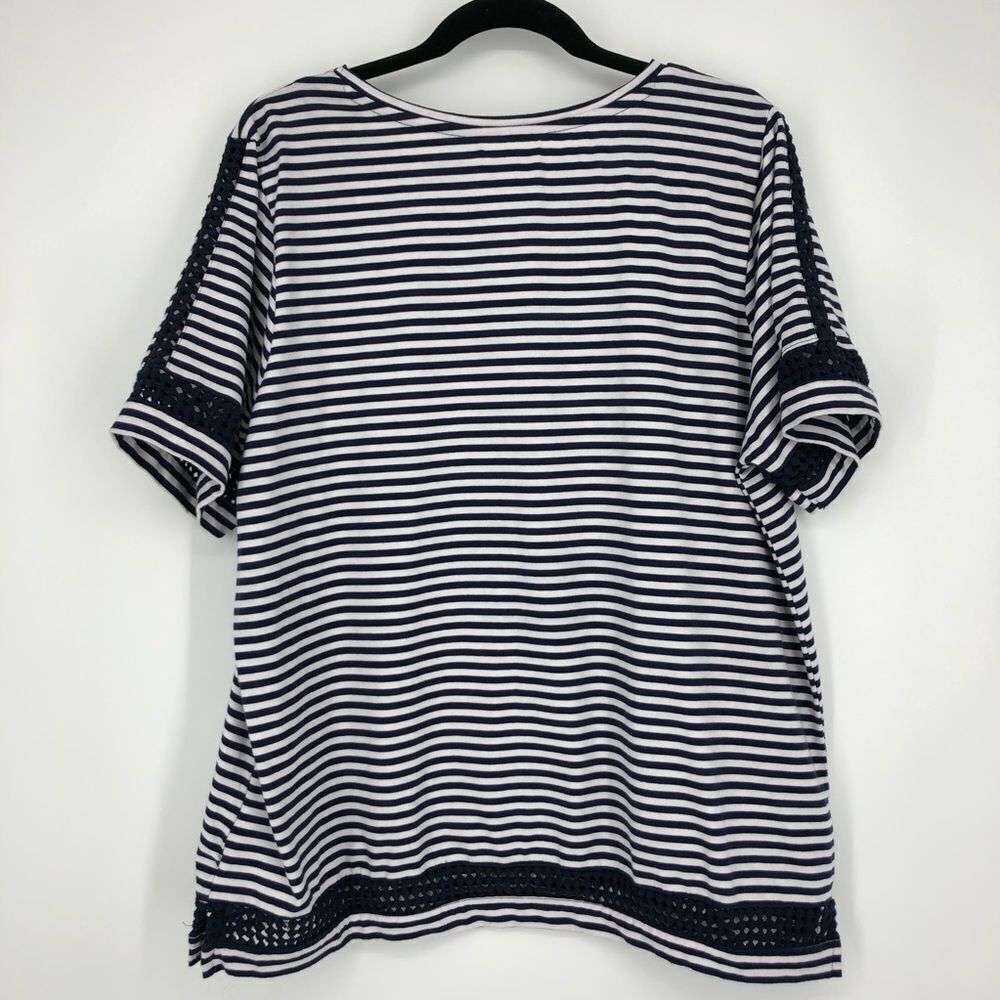 JOSEPH A. Striped Crochet Inset Top - Picture 2 of 8